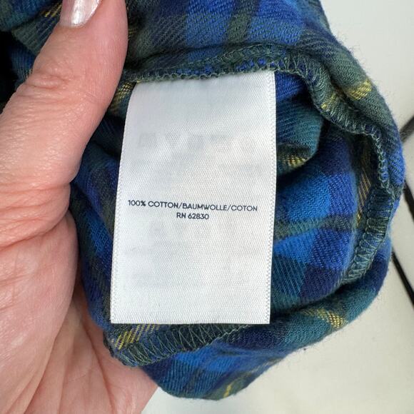 Lands' End Plaid Flannel Robe Mens XXL 2X Blue Green Belted Pockets Lounge Cozy - Picture 8 of 8